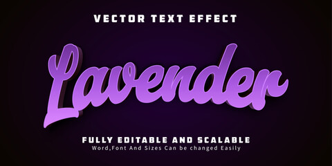 Editable text effect lavender 3d creative and purple font style