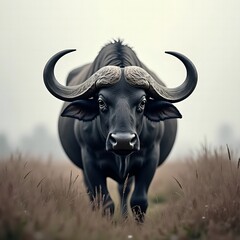 African cape buffalo bull in grassland