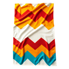 Cheerful Beach Towel with Expansive Playful Zigzag Isolated on Transparent Background