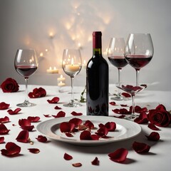 red wine and rose petals