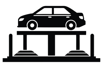 Car lift silhouette vector art illustration