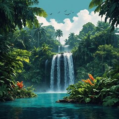 waterfall in the jungle