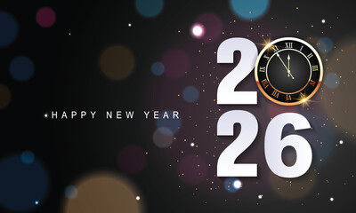 2026 Happy New Year Background Design. Greeting Card, Banner, Poster. Vector Illustration.