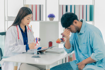 Fototapeta premium Urologists provide consultation on prostate problems to male patients. Doctors specializing in urological oncology and male reproductive organs.