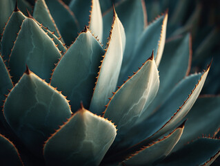 Elegant Agave Succulent Plant Close-Up: Vibrant Green Leaves and Textures for Modern Home Decor