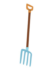 Hay pitchfork, isolated illustration. Hay harvest. Gardening tools. Seasonal work. An item for agricultural crops. Suitable for ecology, garden, cleaning, household, packaging design, infographics