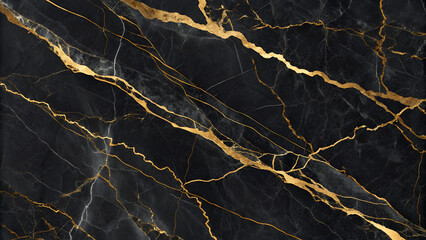 Opulent Obsidian: Black Marble with Gilded Veins