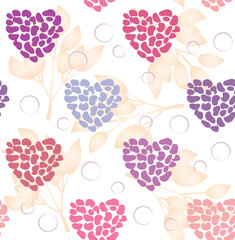 seamless pattern with hearts made of stones in different colors