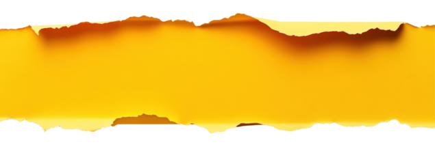 Torn, vibrant yellow banner, irregular edges, blank space for text