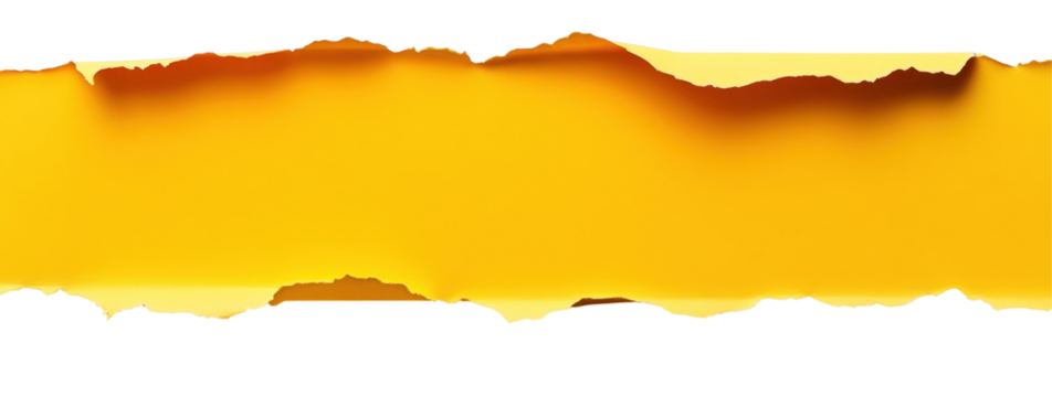 Torn, vibrant yellow banner, irregular edges, blank space for text