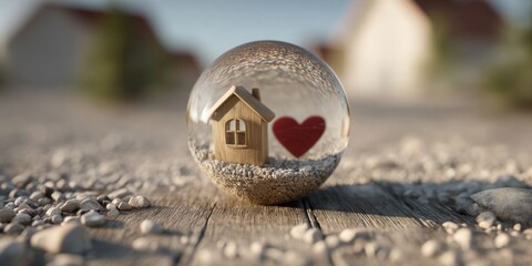 Circle with Heart and House Icon Representing Emotional and Home Safety