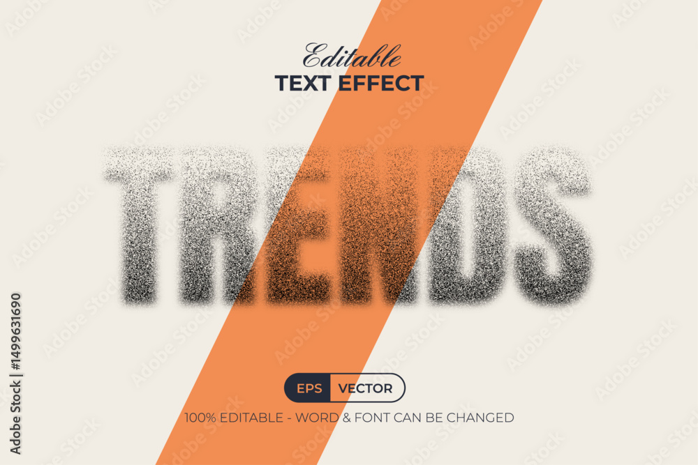 Poster trends text effect grain noise textured style. editable text effect.