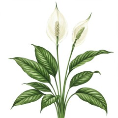 Obraz premium Peace lily plant isolated on white background for botanical illustrations and decorative elements.