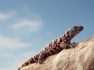 Colorful Lizard Portrait: Basking in the Desert Sunset - Reptile Wildlife Habitat