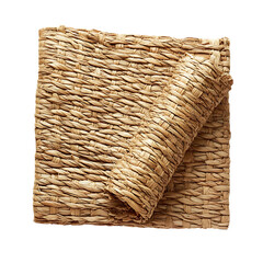 Modern Eco Straw Mat with Natural Woven Texture Isolated on Transparent Background