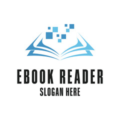 ebook reader logo design concept digital book for education and technology