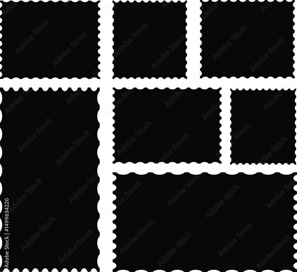 Aufkleber black frames. set of photo frames zigzag edge shapes vector illustration geometric shapes stickers w
