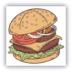 Fast food restaurant business marketing social media post or banner template design with abstract geometric background, logo and icon. Promotion flyer or web poster for pizza and vegetable burger.