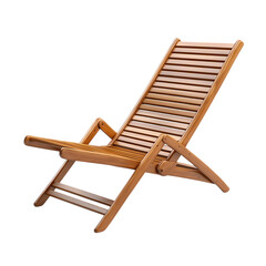 Minimalist Foldable Beach Chair Crafted from Wood Isolated on Transparent Background