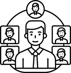 video conference vector outline icon on white or transparent background	