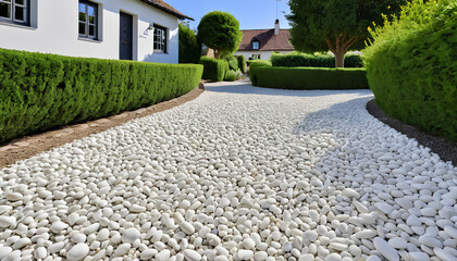 White Pebbles Lead the Way to a Charming Home
