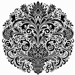 Elegant seamless floral pattern with vintage ornamental design and decorative swirls