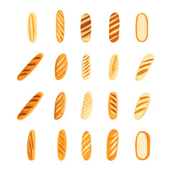 My very Simple flat 2D icon, baguettes set isolated on a white background, vector, flat design, animation design, simple flat 2D icon, minimalist design, vector design, eps