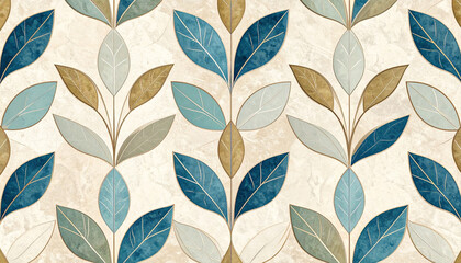 abstract pattern with ornamental leaves, decorative ceramic tile