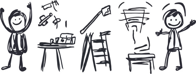 stick man different activities