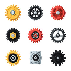 My very Simple flat 2D icon, gear motors set isolated on a white background, vector, flat design, animation design, simple flat 2D icon, minimalist design, vector design, eps