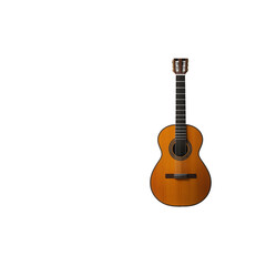 Naklejka premium Acoustic guitar lying isolated on a white background | Ai Generated.