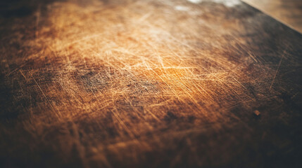 A warm, rustic wooden surface with rich textures and tones.