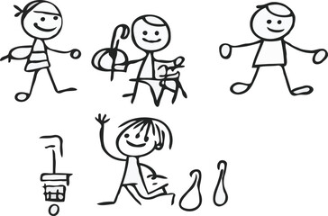 stick man different activities