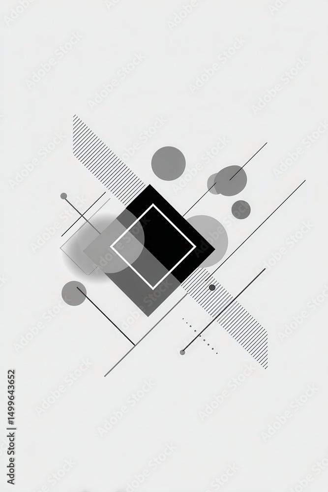 Poster abstract geometric design with shapes and lines.