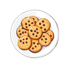 My Simple flat 2D icon plate of cookies isolated on transparent background, vector, flat design, animation design, simple flat 2D icon, minimalist design, clipart