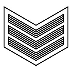 Army chevron military rank insignia badge symbol sign petty officer icon black color vector illustration image flat style