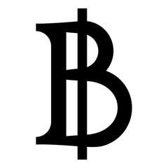 Currency symbol baht icon black color vector illustration image flat style