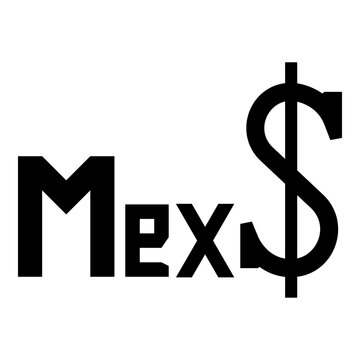 Mexico peso ?urrency MXN Mexican pesos dollar money MX$ icon black color vector illustration image flat style