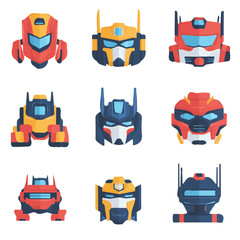 My Simple flat 2D icon transformers set isolated on transparent background, vector, flat design, animation design, simple flat 2D icon, minimalist design, clipart