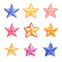 Obraz premium My Simple flat 2D icon star fruits set isolated on transparent background, vector, flat design, animation design, simple flat 2D icon, minimalist design, clipart