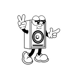 Retro character design of cool loudspeaker outline