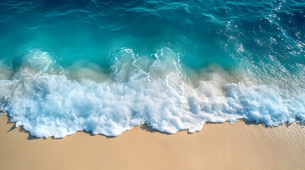 Obraz premium Gentle waves lapping at a sandy shore.