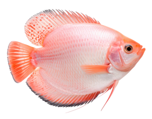 Detailed digital art of a pink cichlid, highlighting its unique patterns and colors, white background or png.