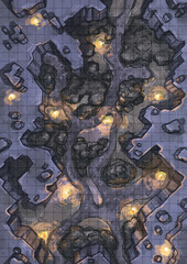 DND Battle Maps Gridded Fantasy Map Grid-Based Adventure Board Game Battlemap for Dungeons and Dragons Printable RPG Map Tabletop Gaming Terrain Dungeon Map Grid Layout, hand drawing