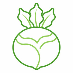 Kohlrabi outline  icon on white background