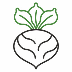 Kohlrabi outline  icon on white background