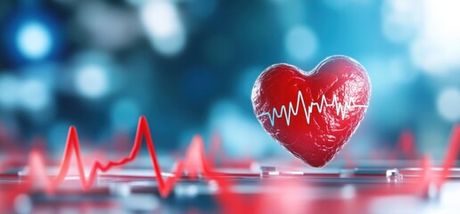 Red heart with EKG tracing