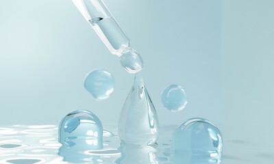 Hyaluronic Acid Serum Dropping from Pipette