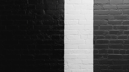 A minimalistic black and white brick wall with dramatic contrast.
