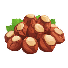 My very Simple flat 2D icon, hazelnuts bunch isolated on a white background, vector, flat design, animation design, simple flat 2D icon, minimalist design, vector design, eps